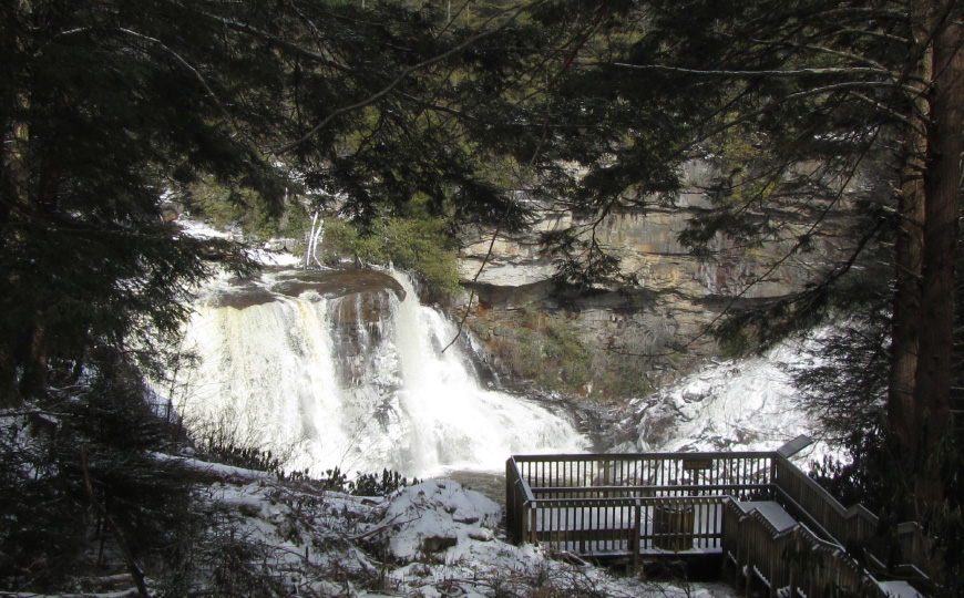 The falls at Blackwater Falls State Park cascade down 62 feet.